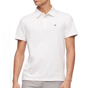 Calvin Klein Jeans | Monogram White Slub Polo